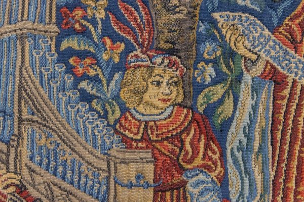 French Tapestry of the Lady with an Organ from Tapisseries Du Lion, 1970s-KEG-1997648