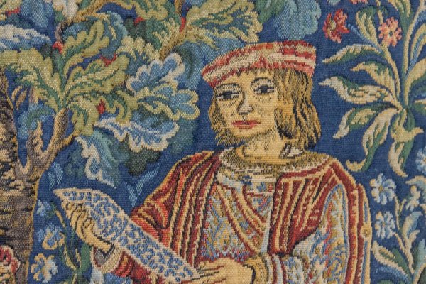 French Tapestry of the Lady with an Organ from Tapisseries Du Lion, 1970s-KEG-1997648