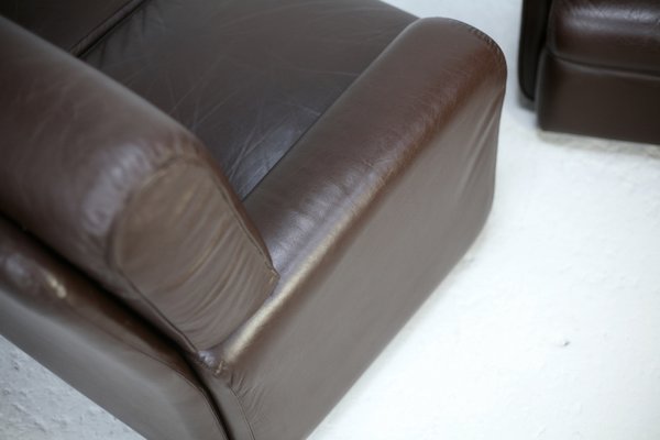 French Three Seater Sofa and Armchair in Leather from Steiner, 1970, Set of 2-MAO-1385960