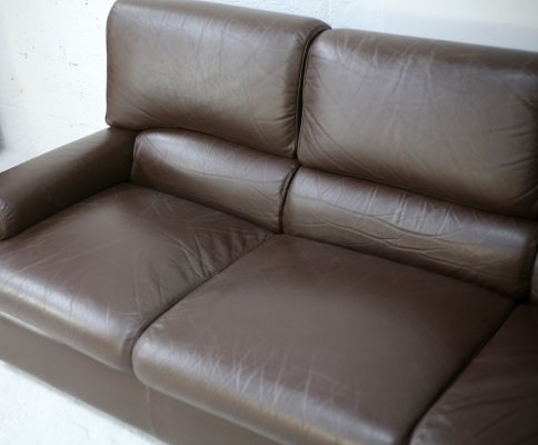 French Three Seater Sofa and Armchair in Leather from Steiner, 1970, Set of 2-MAO-1385960