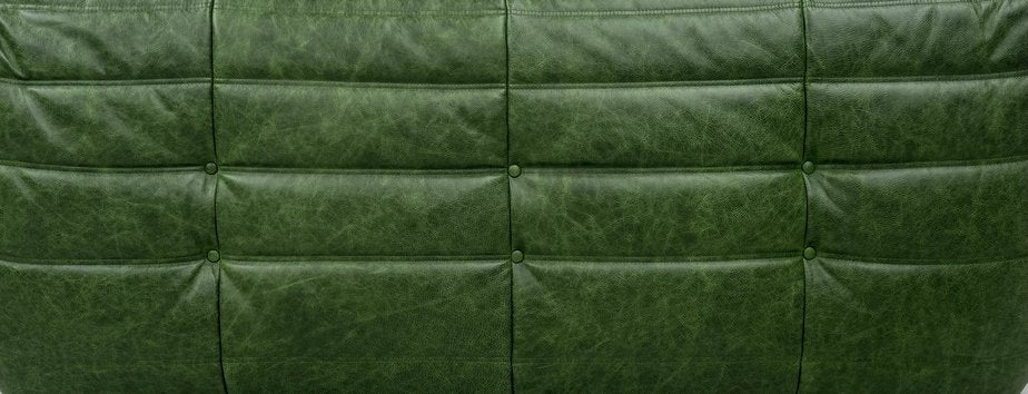 French Three-Seater Togo Sofa in Forest Green Leather by Michel Ducaroy for Ligne Roset.-XLZ-2028911