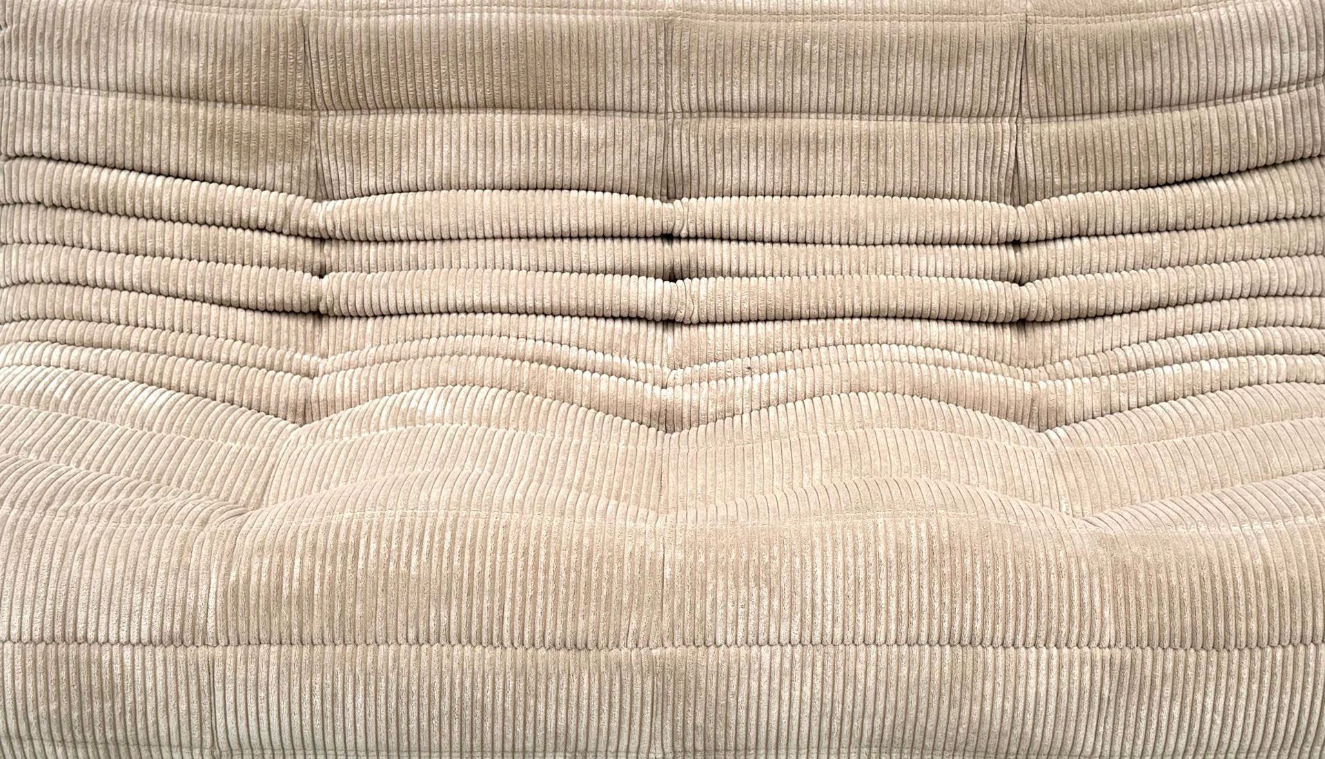 French Togo 3-Seater Sofa in Beige Corduroy by Michel Ducaroy for Ligne Roset, 1970s