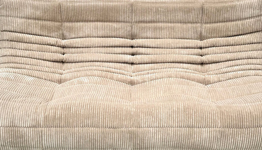 French Togo 3-Seater Sofa in Beige Corduroy by Michel Ducaroy for Ligne Roset, 1970s