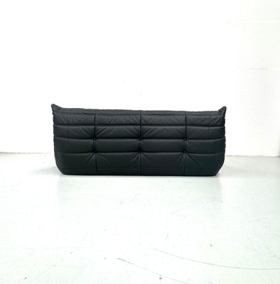 French Togo 3-Seater Sofa in Matt Black Leather by Michel Ducaroy for Ligne Roset-XLZ-1917872