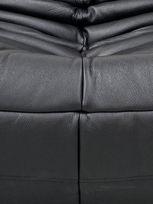 French Togo Living Room Set in Black Leather by Michel Ducaroy for Ligne Roset., Set of 3-XLZ-2041174