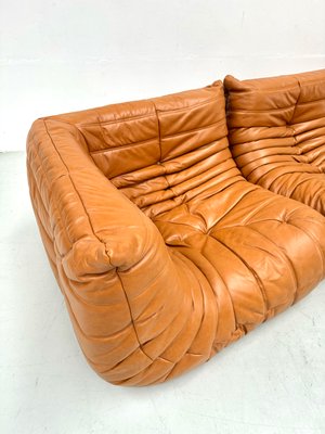 French Togo Living Room Set in Burnt Orange Leather by Michel Ducaroy for Ligne Roset, 1970s, Set of 2-XLZ-2026861