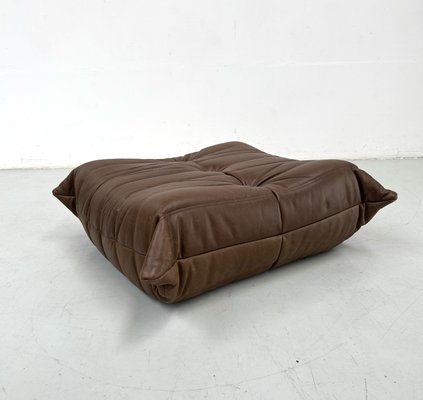 French Togo Ottoman in Dark Brown Leather by Michel Ducaroy for Ligne Roset-XLZ-2033990