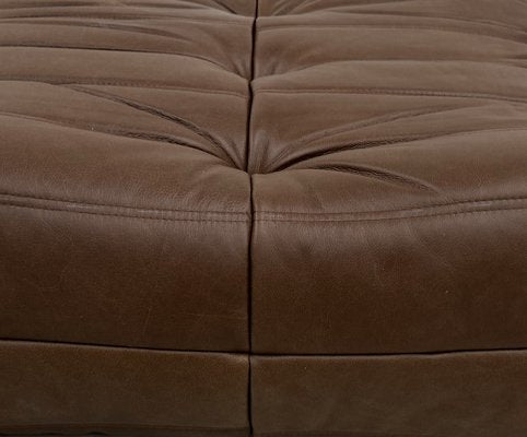 French Togo Ottoman in Dark Brown Leather by Michel Ducaroy for Ligne Roset-XLZ-2033990