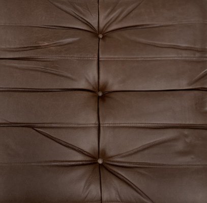 French Togo Ottoman in Dark Brown Leather by Michel Ducaroy for Ligne Roset-XLZ-2033990