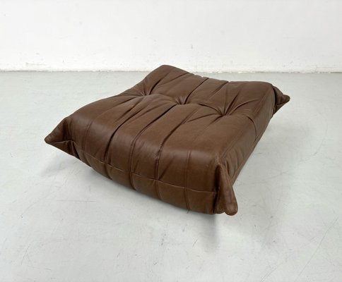 French Togo Ottoman in Dark Brown Leather by Michel Ducaroy for Ligne Roset-XLZ-2033990