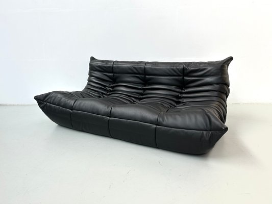 French Togo Sofa in Black Leather by Michel Ducaroy for Ligne Roset, 1970s-XLZ-2020038