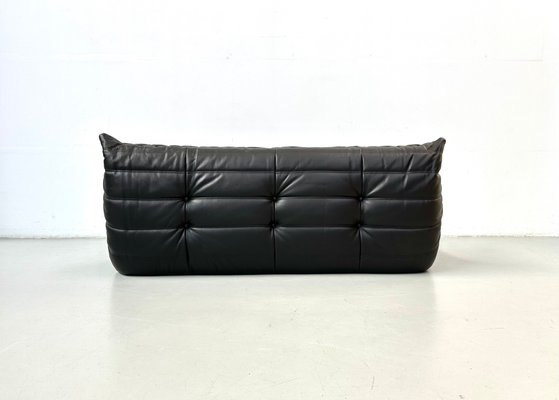 French Togo Sofa in Black Leather by Michel Ducaroy for Ligne Roset, 1970s-XLZ-2020038