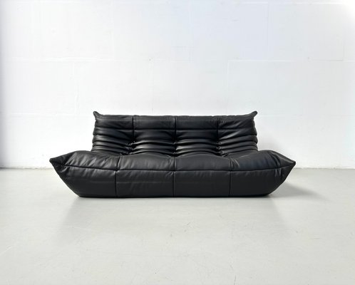 French Togo Sofa in Black Leather by Michel Ducaroy for Ligne Roset, 1970s-XLZ-2020038