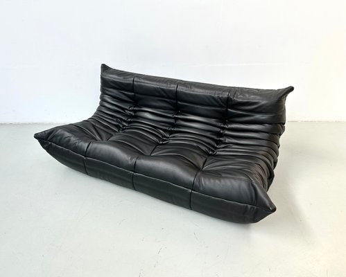 French Togo Sofa in Black Leather by Michel Ducaroy for Ligne Roset, 1970s-XLZ-2020038