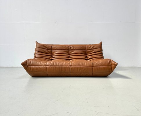 French Togo Sofa in Dark Cognac Leather by Michel Ducaroy for Ligne Roset, 1970s-XLZ-2020033