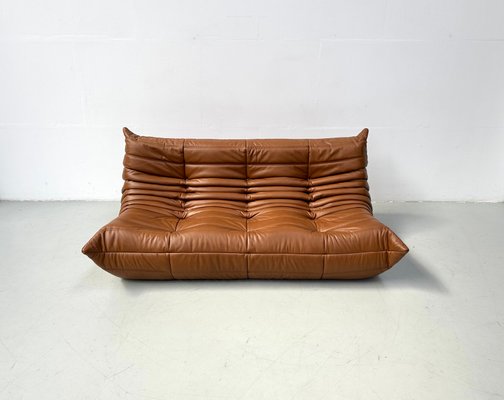 French Togo Sofa in Dark Cognac Leather by Michel Ducaroy for Ligne Roset, 1970s-XLZ-2020033