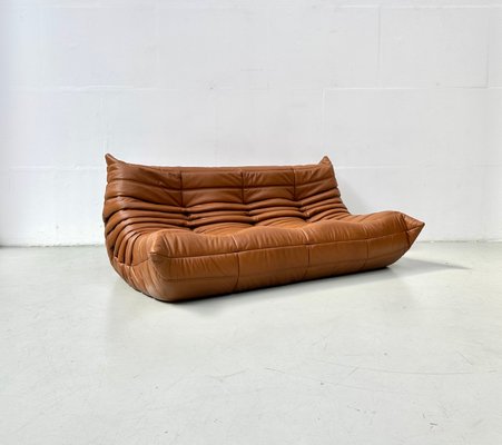 French Togo Sofa in Dark Cognac Leather by Michel Ducaroy for Ligne Roset, 1970s-XLZ-2020033