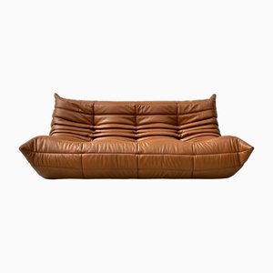 French Togo Sofa in Dark Cognac Leather by Michel Ducaroy for Ligne Roset, 1970s-XLZ-2020033