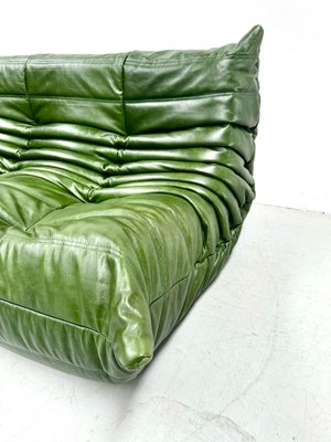 French Togo Three-Seater Sofa in Green Leather by Michel Ducaroy for Ligne Roset-XLZ-2020015