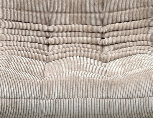 French Togo Two-Seater Sofa in Beige Corduroy by Michel Ducaroy for Ligne Roset, 1970s-XLZ-2027883