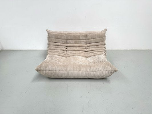 French Togo Two-Seater Sofa in Beige Corduroy by Michel Ducaroy for Ligne Roset, 1970s-XLZ-2028961