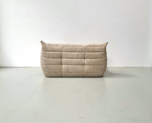 French Togo Two-Seater Sofa in Beige Corduroy by Michel Ducaroy for Ligne Roset, 1970s-XLZ-2028961