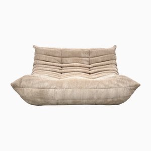 French Togo Two-Seater Sofa in Beige Corduroy by Michel Ducaroy for Ligne Roset, 1970s-XLZ-2027883