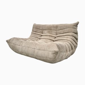 French Togo Two-Seater Sofa in Beige Corduroy by Michel Ducaroy for Ligne Roset, 1970s-XLZ-2028961