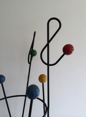 French Treble Clef Coat Hanger in Iron and Wood, 1950s-BA-658624