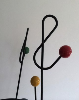 French Treble Clef Coat Hanger in Iron and Wood, 1950s-BA-658624