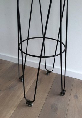 French Treble Clef Coat Hanger in Iron and Wood, 1950s-BA-658624