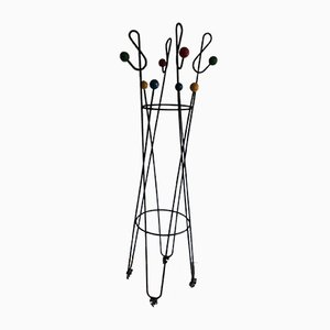 French Treble Clef Coat Hanger in Iron and Wood, 1950s-BA-658624