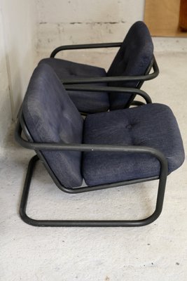 French Tubular Steel & Foam Cushions Prisunic Edition Lounge Chairs, 1973, Set of 2-MAO-843498