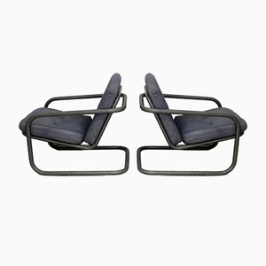 French Tubular Steel & Foam Cushions Prisunic Edition Lounge Chairs, 1973, Set of 2-MAO-843498