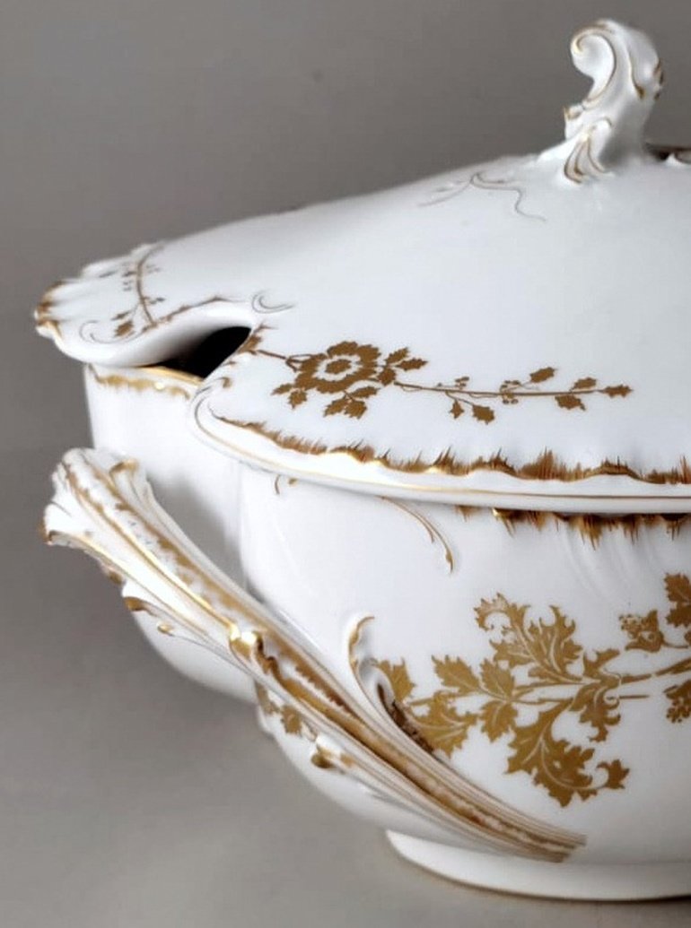 French Tureen in White Porcelain and Gold Decoration from Haviland & Co., 1902