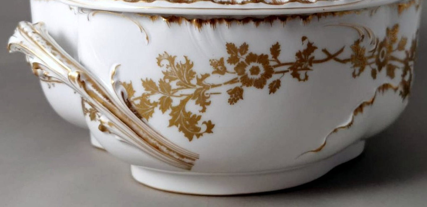 French Tureen in White Porcelain and Gold Decoration from Haviland & Co., 1902