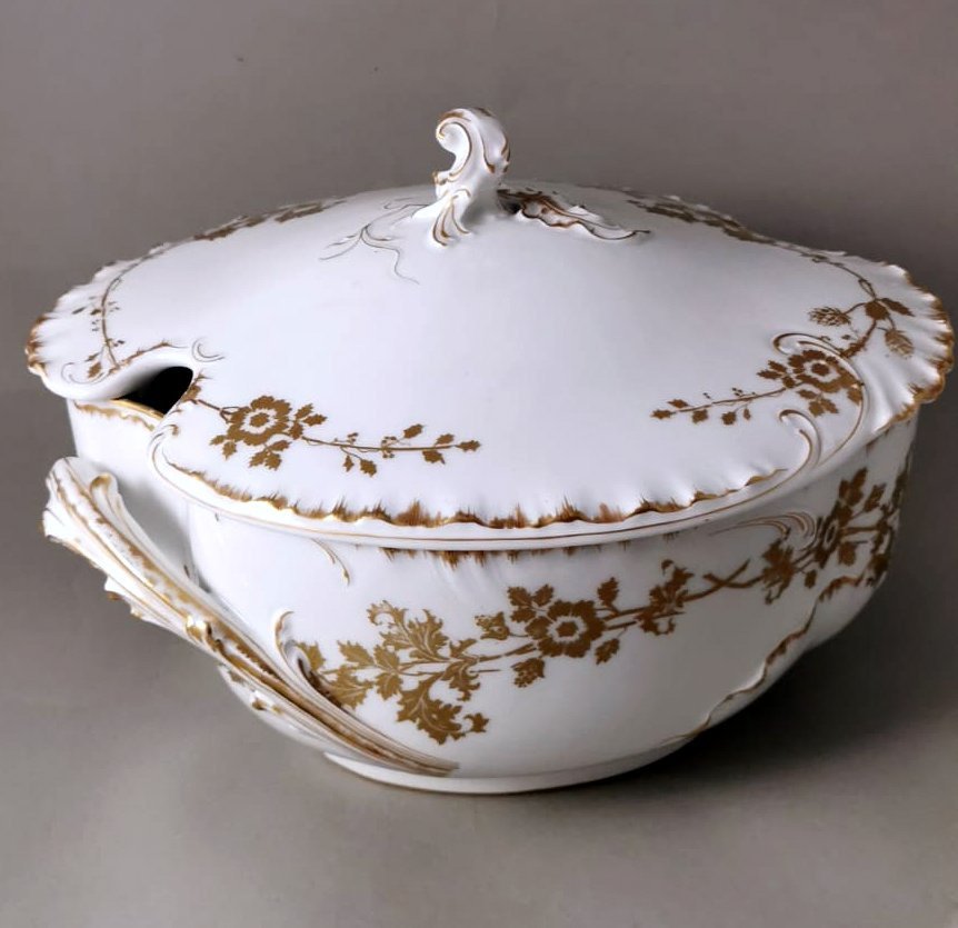 French Tureen in White Porcelain and Gold Decoration from Haviland & Co., 1902