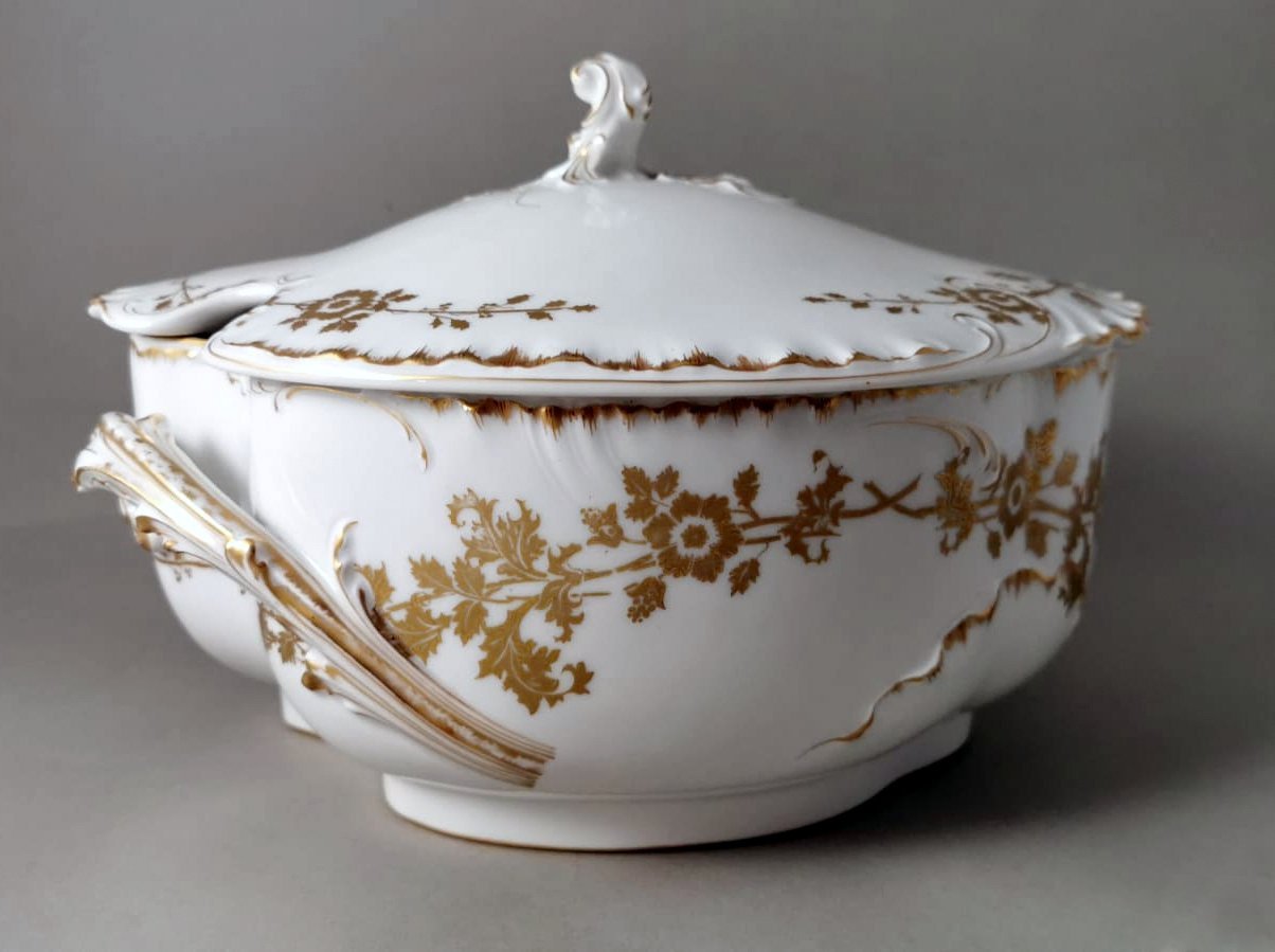 French Tureen in White Porcelain and Gold Decoration from Haviland & Co., 1902