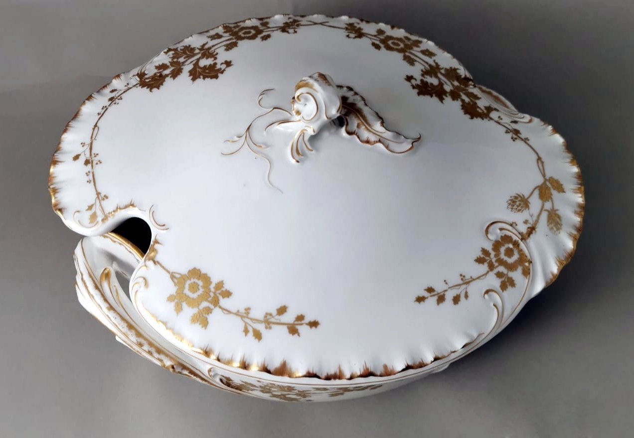 French Tureen in White Porcelain and Gold Decoration from Haviland & Co., 1902