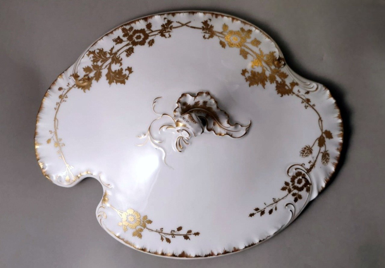 French Tureen in White Porcelain and Gold Decoration from Haviland & Co., 1902