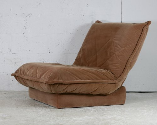 French Velvet Fireside Caramel Chair, 1970s-MAO-1219692