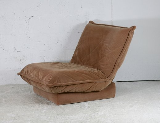 French Velvet Fireside Caramel Chair, 1970s-MAO-1219692