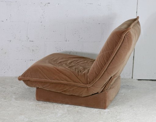 French Velvet Fireside Caramel Chair, 1970s-MAO-1219692