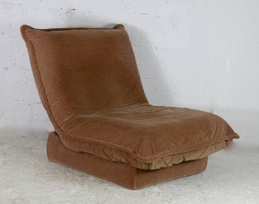 French Velvet Fireside Caramel Chair, 1970s-MAO-1219692