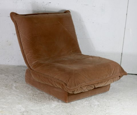 French Velvet Fireside Caramel Chair, 1970s-MAO-1219692