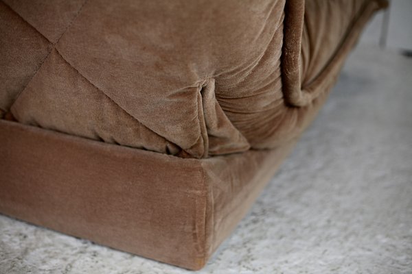 French Velvet Fireside Caramel Chair, 1970s-MAO-1219692