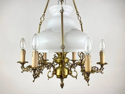 French Victorian Opaline Glass Chandelier, 1950s-GYX-1345205