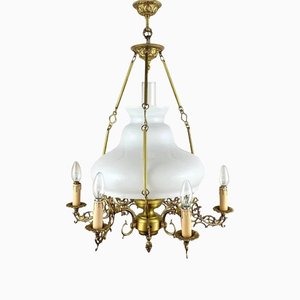 French Victorian Opaline Glass Chandelier, 1950s-GYX-1345205