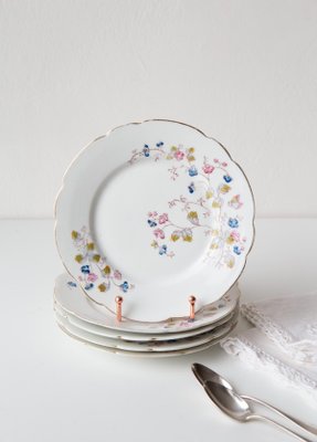 French Vieux Paris Hand Painted Dessert Plates from Befos, Set of 5-JWI-2032079