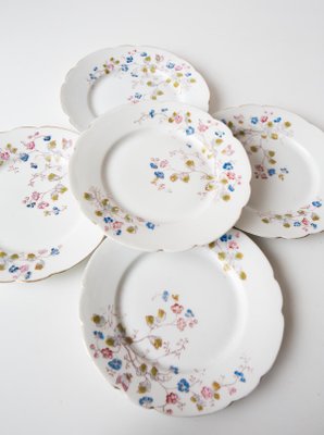 French Vieux Paris Hand Painted Dessert Plates from Befos, Set of 5-JWI-2032079